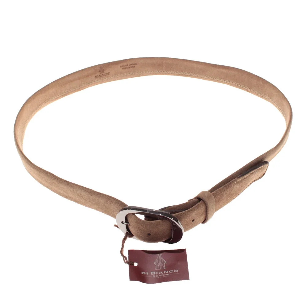 Di Bianco NWT Cut to Size Dress Belt In Solid Brown Suede Leather One Size